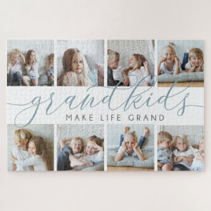 Slate Grandkids Make Life Grand Photo Collage Jigsaw Puzzle