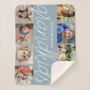 Slate   Grandkids Make Life Grand Photo Collage Sherpa Blanket