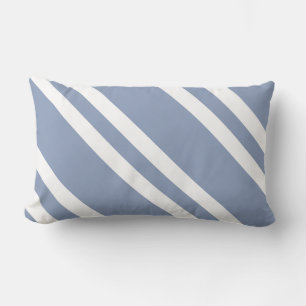 Slate Gray and White Striped Lumbar Cushion