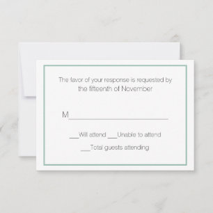Slate Green and White Wedding Response Card
