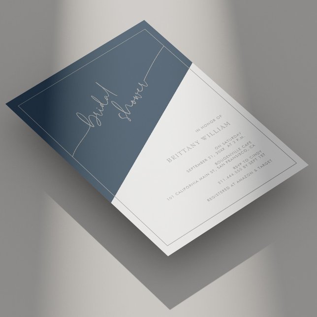 Slate Grey and Silver Geometric Bridal Shower Invitation (Slate Gray and Silver Geometric Bridal Shower Invitation)