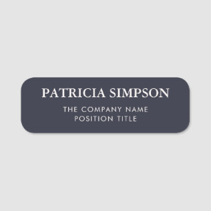 Slate Grey and White Minimal Style Name Tag
