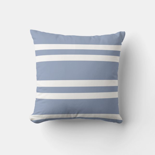 Slate Grey and White Striped Cushion (Front)