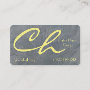 Slate Grey And Yellow Business Cards
