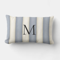 Slate Grey & Antique White Stripes Monogrammed