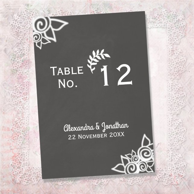 Slate Grey Chalk Style Table Number Card (Creator Uploaded)