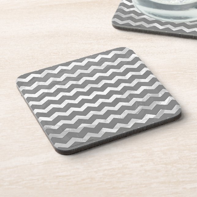 Slate Grey Chevron Pattern Coaster (Left Side)