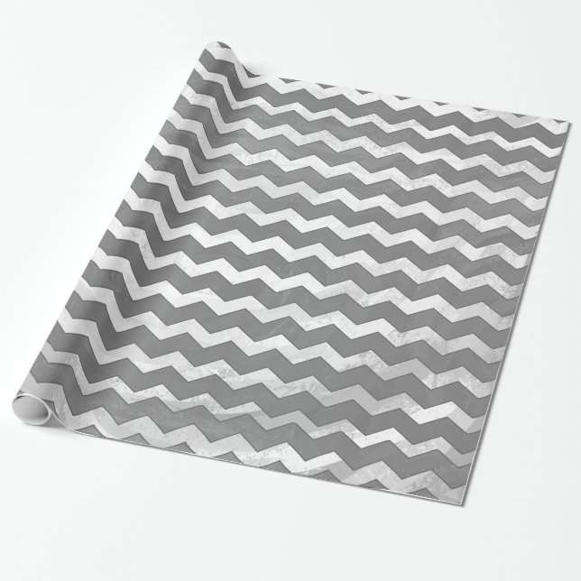 Slate Grey Chevron Pattern Wrapping Paper (Unrolled)