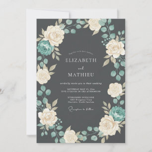Slate Grey Classic Winter Wedding Invitation