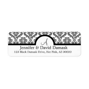 Slate Grey Damask Monogram Labels