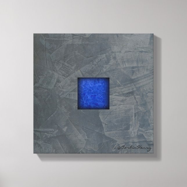 Slate Grey Dark Blue Modern Art Canvas Print (Front)