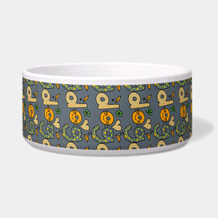 Slate Grey Dog Cartoon Pattern Pet Bowl
