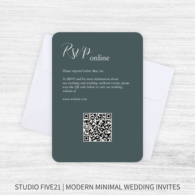 Slate Grey • Elegant Modern Wedding RSVP Card (Creator Uploaded)