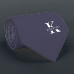 Slate Grey Elegant Monogram   Name Tie<br><div class="desc">An elegant necktie featuring a bold white monogram across a smooth Slate Grey background. On top of this monogram sits your first or last name spelled out in all capitals. Over 40 unique colors are available in both one-sided and two-sided versions. You can browse them by clicking the collection link....</div>