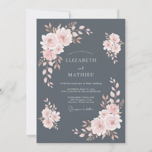 Slate Grey Exquisite Winter Wedding Invitation