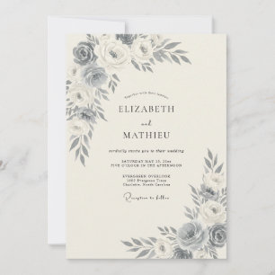 Slate Grey Foliage Eucalyptus Wedding Invitation