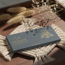 Slate Grey Gold Arabic Calligraphy Eid Al-Fitr Mub