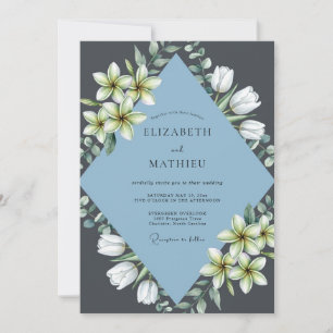 Slate Grey Lily Wedding Invitation