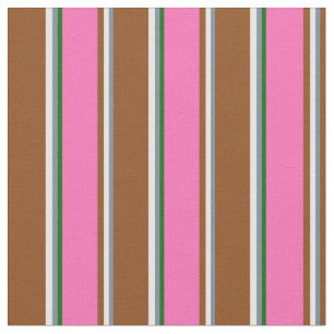 Slate Grey, Mint Cream, Brown, Hot Pink & Green Fabric