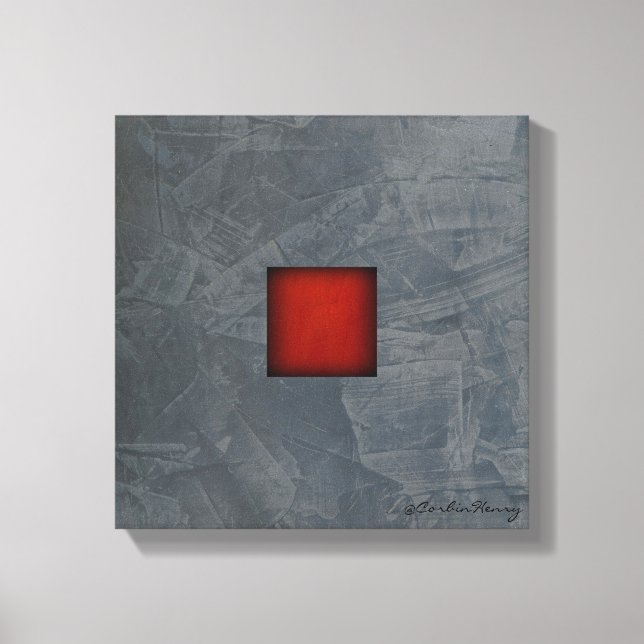 Slate Grey Modern Canvas Art — Dramatic Red (Front)