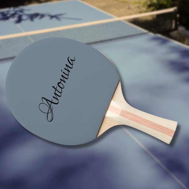 Slate Grey Modern Name | Trendy Minimalist  Ping Pong Paddle (Creator Uploaded)