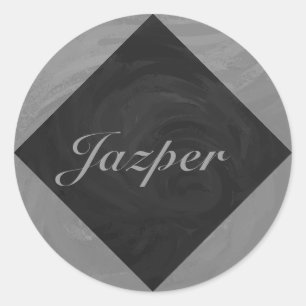 Slate Grey Monogram Classic Round Sticker