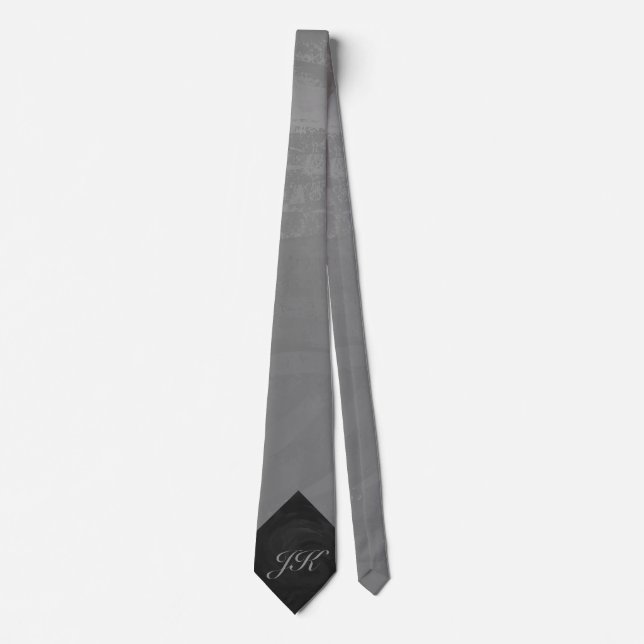 Slate Grey Monogram Tie (Front)