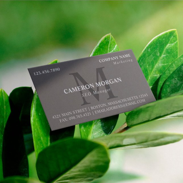 Slate Grey Monogrammed Professional Business Card (Creator Uploaded)