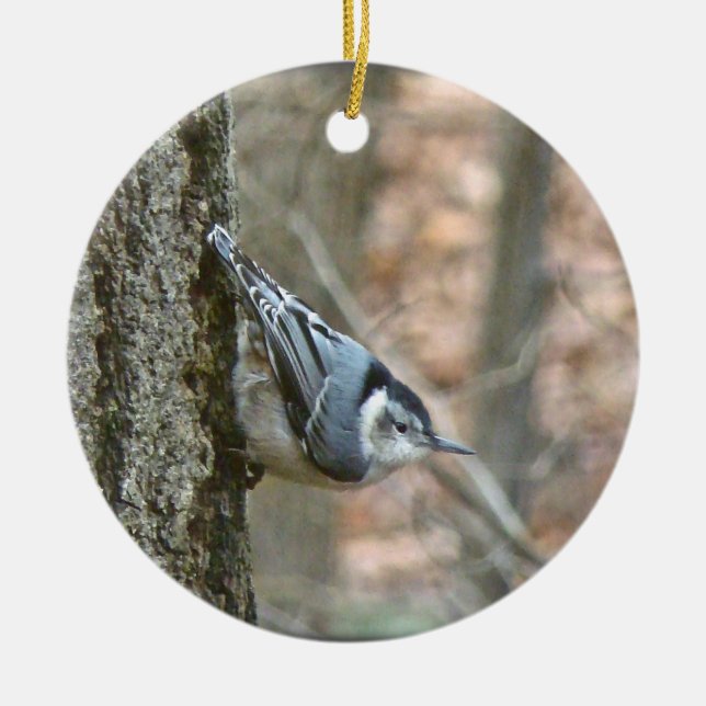 Slate Grey Nuthatch Christmas Songbird Ornament (Front)