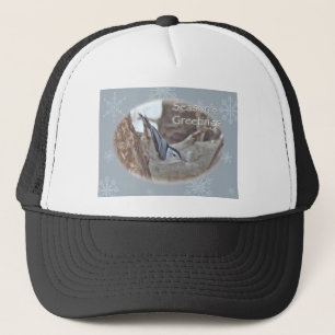 Slate Grey Nuthatch Songbird Seasons Greetings Trucker Hat