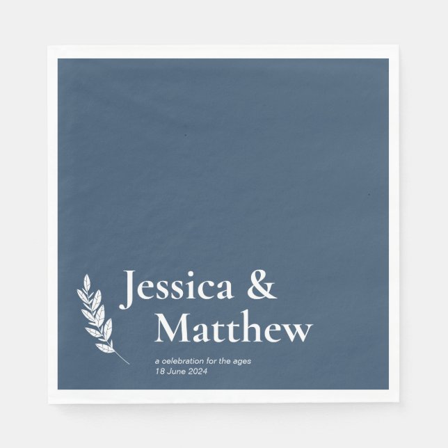 Slate Grey Rustic Chic Wedding Napkin (Front)