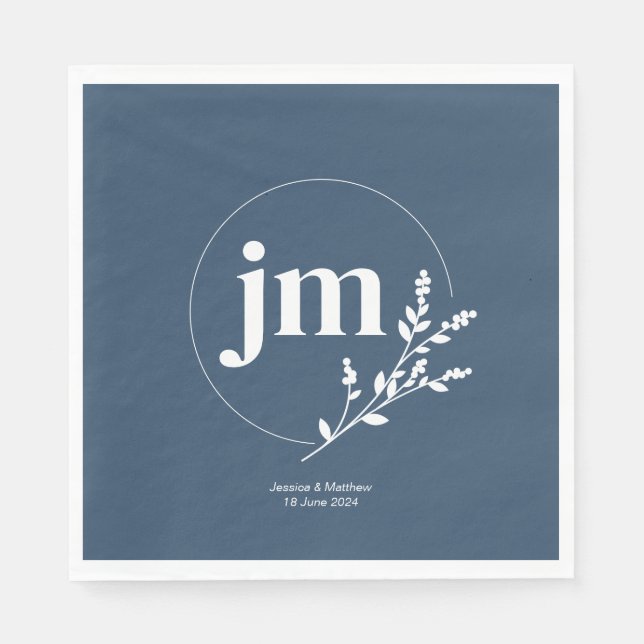 Slate Grey Rustic Chic Wedding Napkin (Front)
