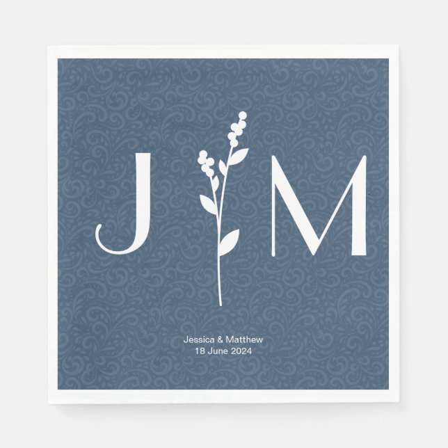 Slate Grey Rustic Chic Wedding Napkin (Front)