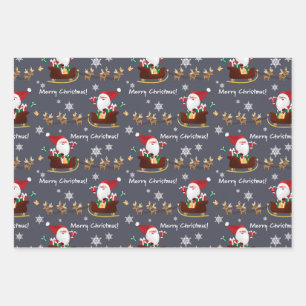 Slate Grey Santa Christmas Wrapping Paper