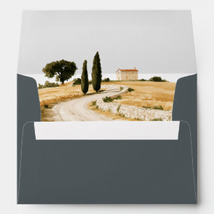 Slate Grey Script Tuscan Wedding Return Address  Envelope