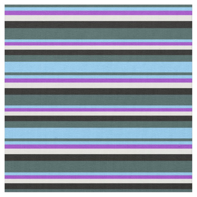 Slate Grey, Sky Blue, Dark Orchid, White & Black Fabric (Close Up)