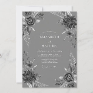 Slate Grey Sophisticated Formal Wedding Invitation