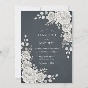Slate Grey Sophisticated Winter Wedding Invitation
