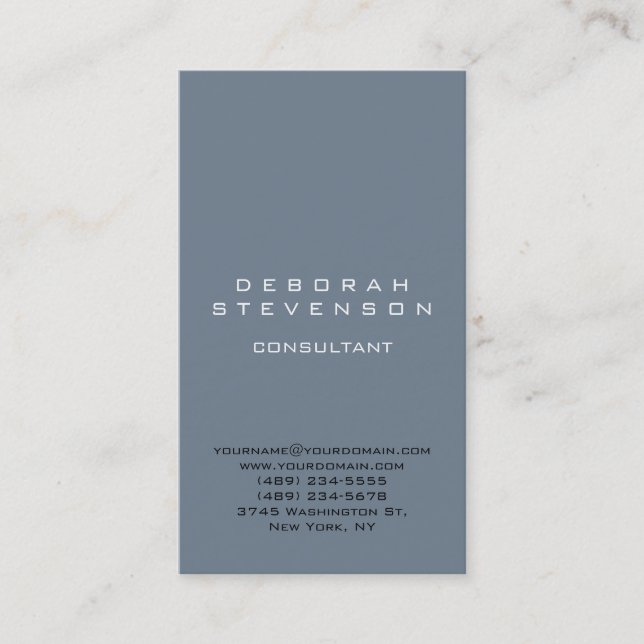 Slate Grey Vertical Charming Business Card (Front)