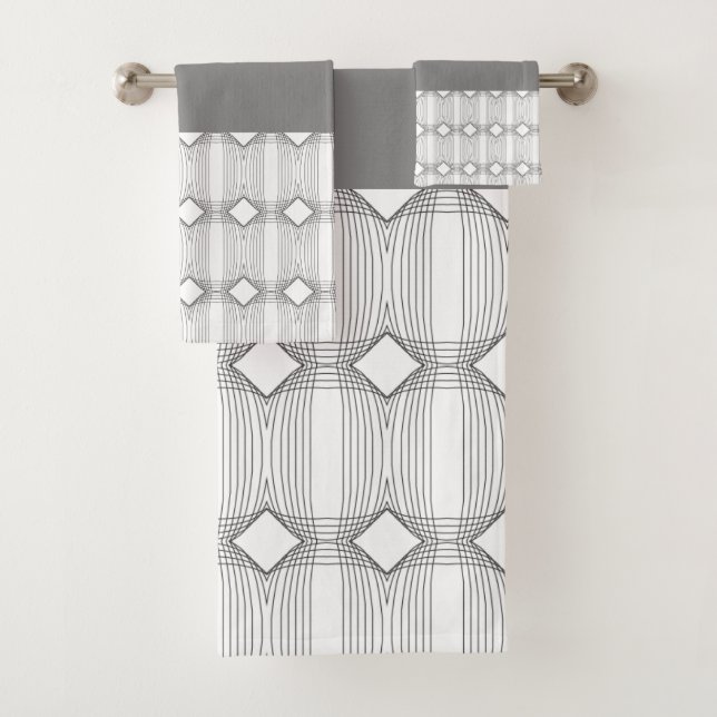 Slate Grey White And Black Modern Bath Towel Set (Insitu)