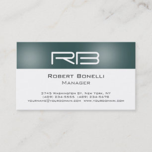 Slate Grey White Monogram Manager Business Card