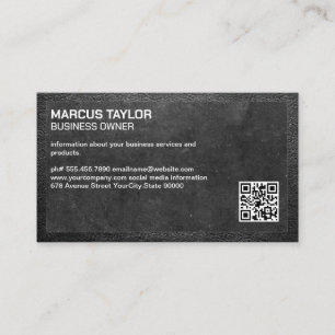 Slate   Leather Border   QR Code Business Card
