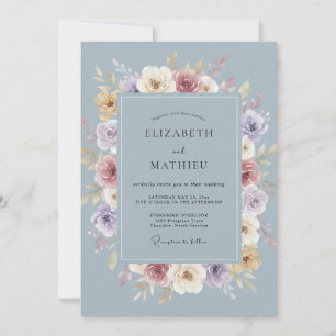 Slate Lilac Mauve Painted Wedding Invitation