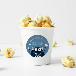 Slate   Little Monster Personalised Kids Birthday Classic Round Sticker