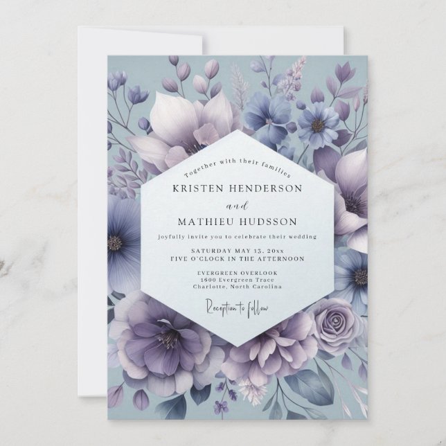 Slate Mystic Bloom Wedding Invitation (Front)