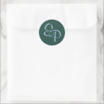 Slate on Forest Script Monogram Envelope Seal<br><div class="desc">Seal your wedding invitation envelopes shut with a personalised sticker showing your couple monogram! The two script letters intertwine just as your two lives will.</div>