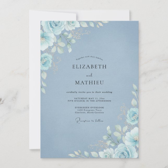 Slate Painted Leafy Wedding Invitation (Front)