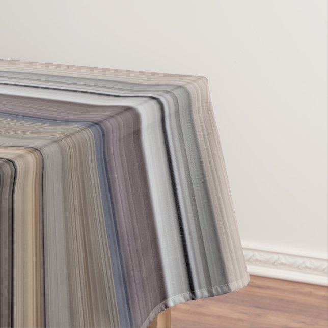 Slate Pebbles Blue and Brown Stripe Tablecloth (In Situ)