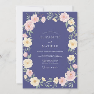 Slate Pink Petal Wedding Invitation