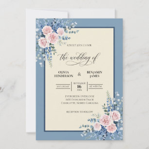Slate Pink Wildflower Wedding Invitation
